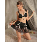 Black & White Lace Bra and Skirt Lingerie Set