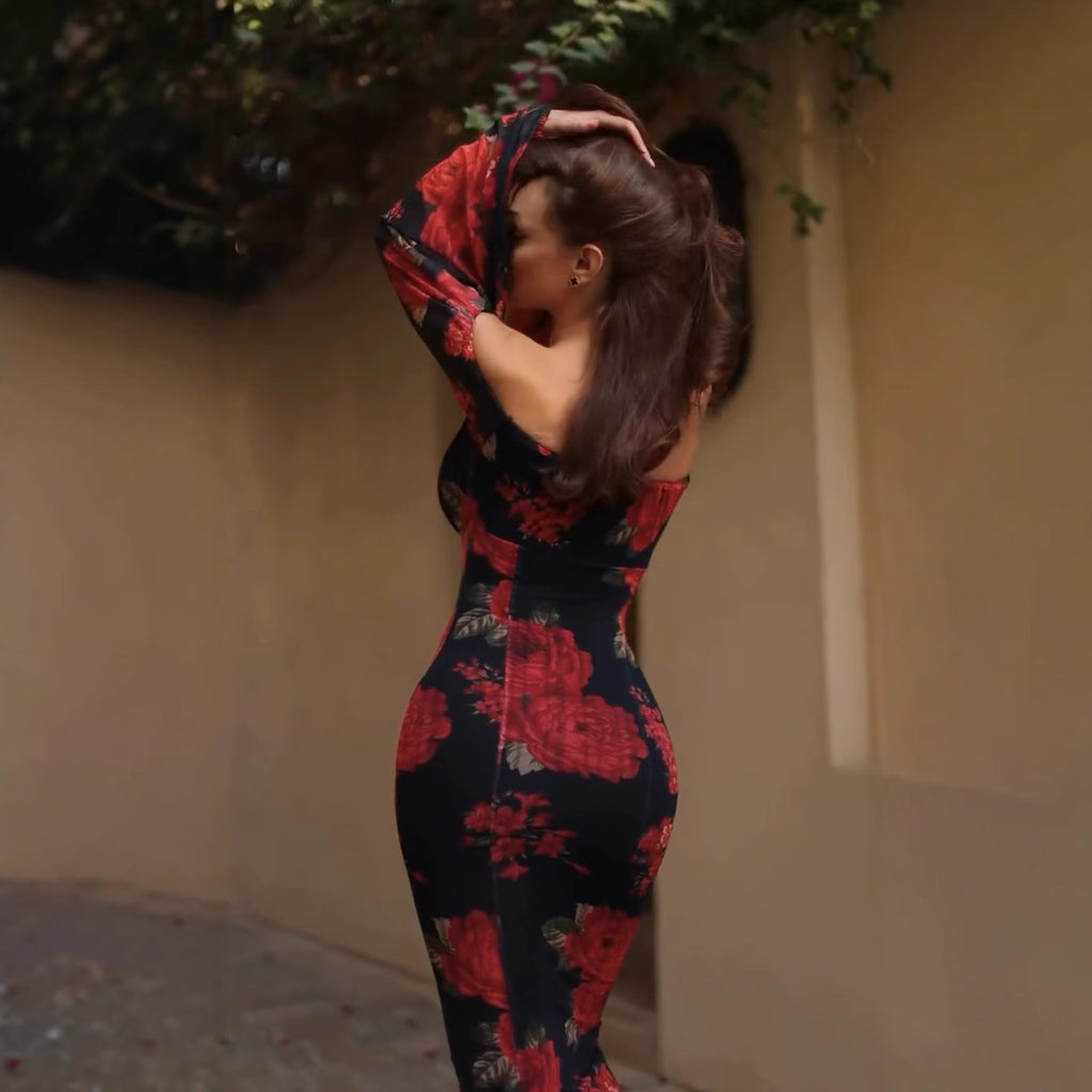 Women's Floral Off-Shoulder Fitted Dress