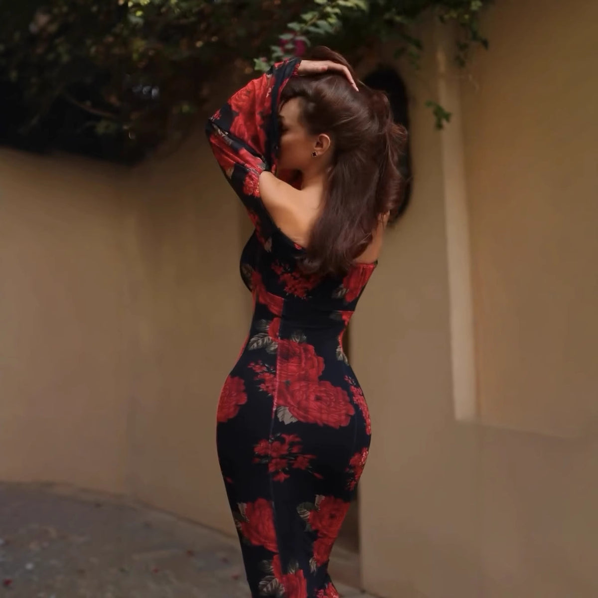 Women's Floral Off-Shoulder Fitted Dress