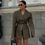 Faux-Leather Skirt & Long-Sleeve Top Set
