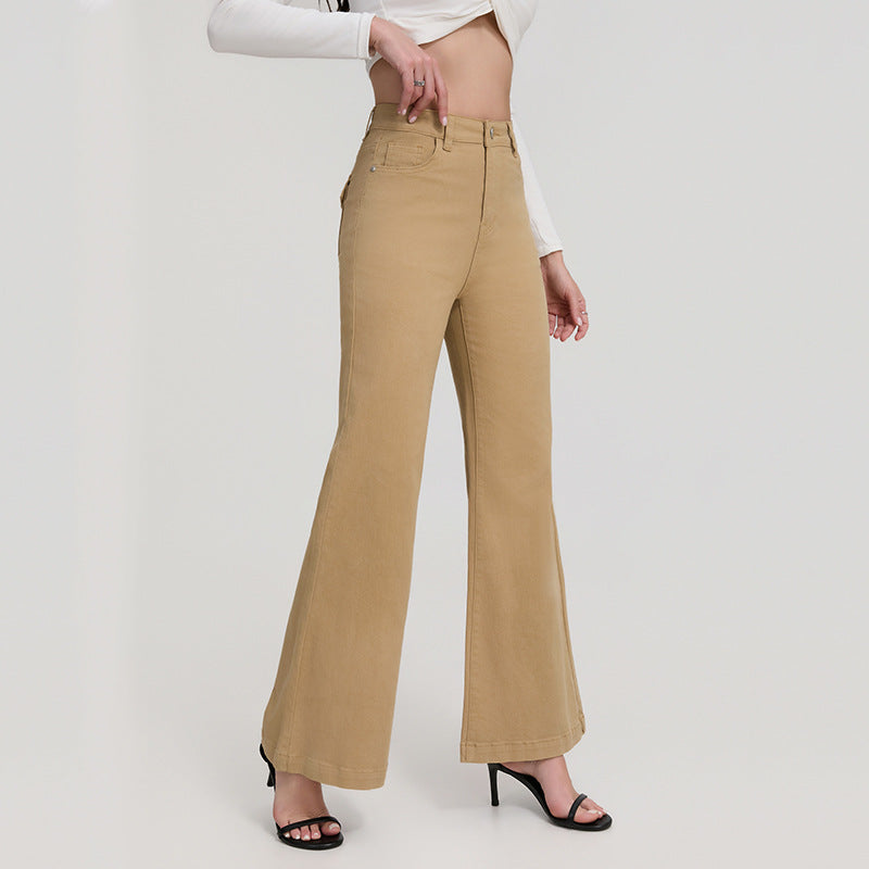 Women's High Waist Khaki Bootcut Jeans