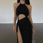 Women's Halter Cutout High-Slit Dress
