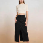 Women's Slit Denim Midi Dress