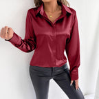 Women's Satin Summer Satin Shirt Satin Shirt