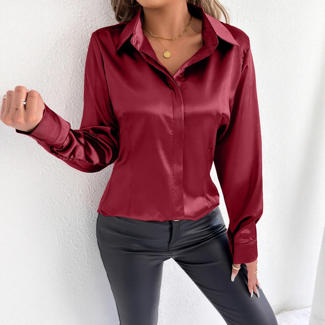 Women's Satin Summer Satin Shirt Satin Shirt