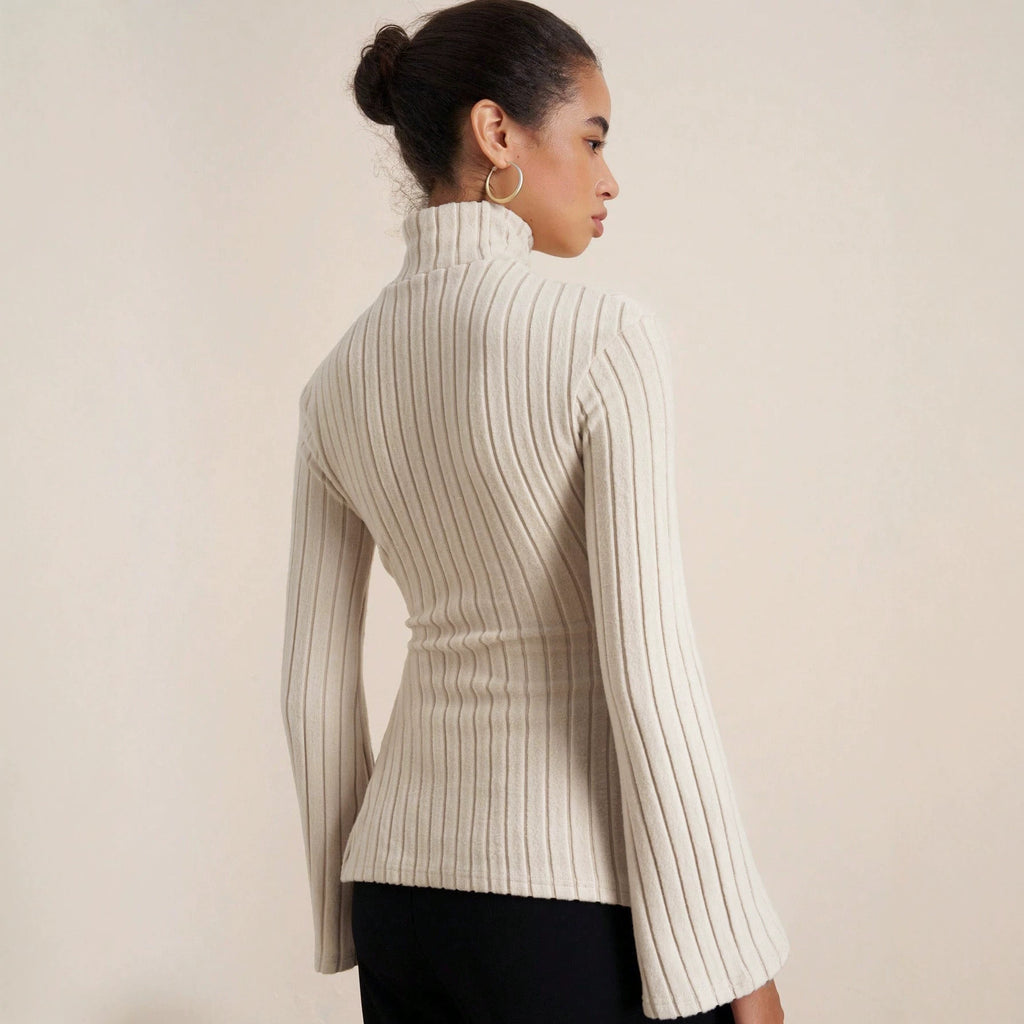 Women's Asymmetric High-Neck Long-Sleeve Top