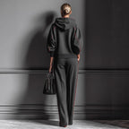 Women Clothing Dark Gray Air Layer Contrast Color Hooded