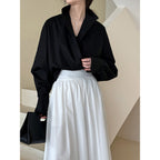 Deep V-Neck Batwing Sleeve Blouse