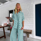 Women's Printing Stitching Shirt Two Piece Two-Piece Set