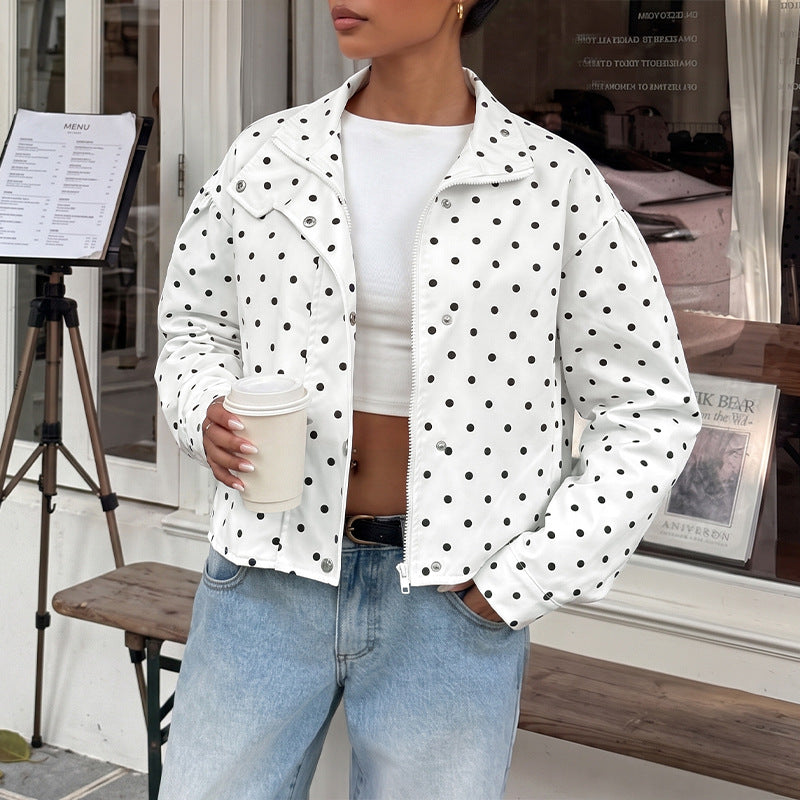 Women's Polka-Dot Knit Cardigan Coat