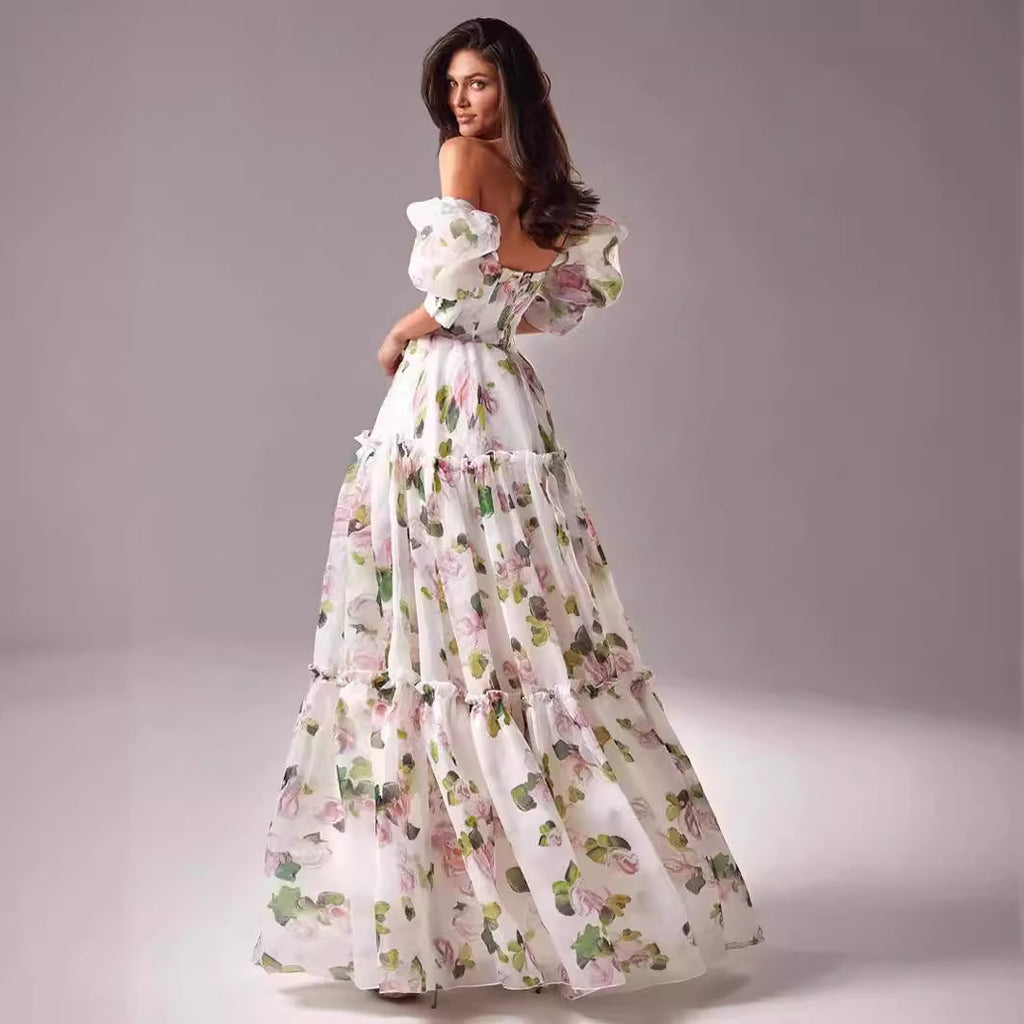 Off-Shoulder Organza Evening Dress