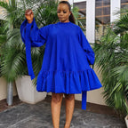 Women's Loose Puff-Sleeve Long-Sleeve Dress