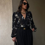 Sheer V-Neck Chiffon Top