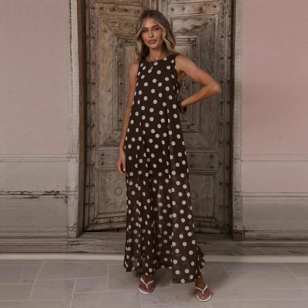 Women's Polka Dot Sleeveless Dress