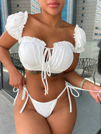 Drawstring One-piece Swimwear