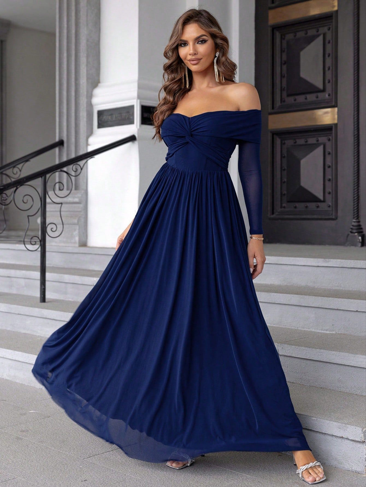 Women's Off-Shoulder Mesh Dress