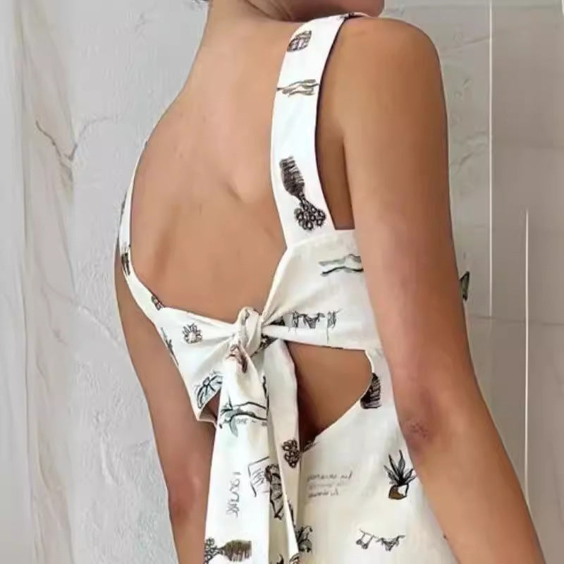 Dress Cothing Printed Sleeveless Office Long Suspender Amplified Craft