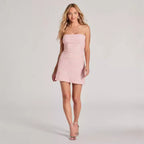 Women's Dress Summer Women Slim Fit Pink Sling Elegant Sequ