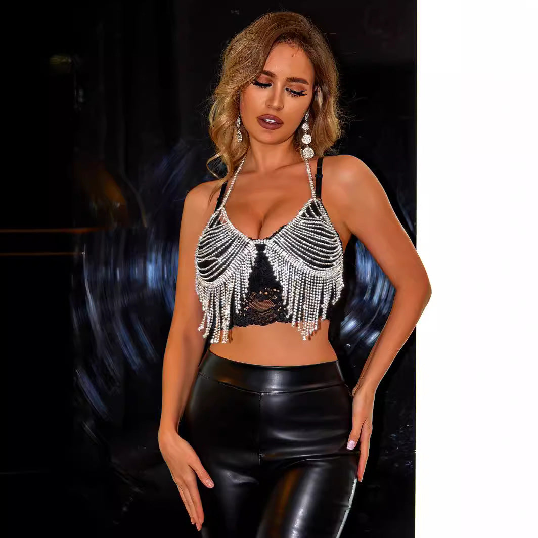 Women’s Rhinestone Fringe Halter Body Chain