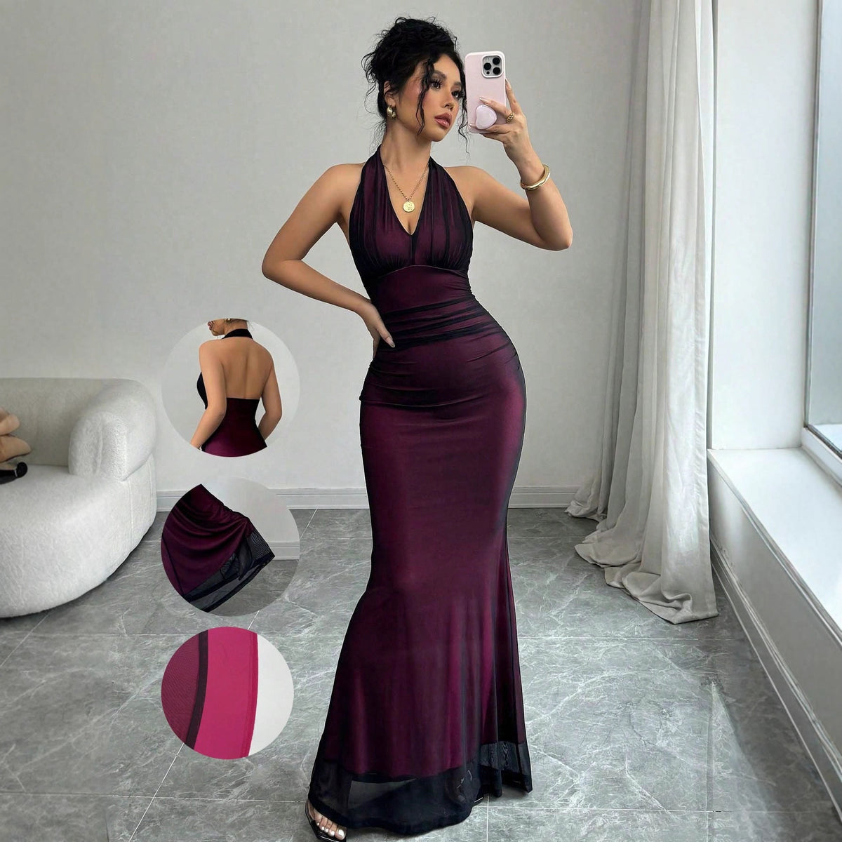 Summer Halter Mesh Sleeveless Dress