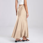 Acetate Satin Patchwork Maxi Skirt