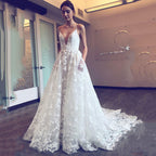 White Dress V-Neck Strap Dress Hollow Out Cutout Lace Dress