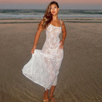 Lace-Panel Sleeveless Bodycon Maxi Dress