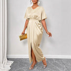 Women's Satin Ball Gown Maxi Dress