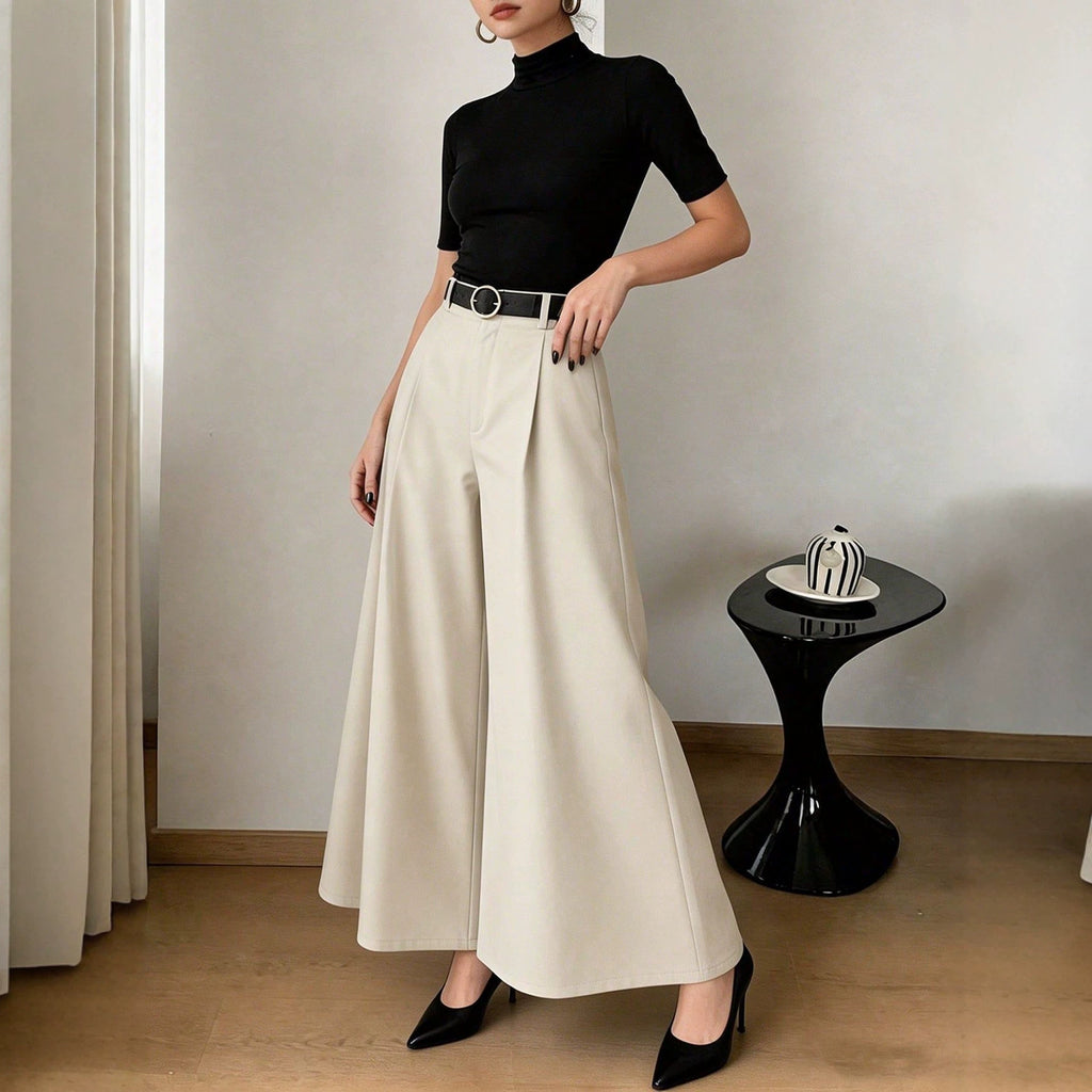 Minimalist Skinny A line High Waist Small Wide Leg Pants Large Swing Slimming Light Luxury Loose Casual Pants