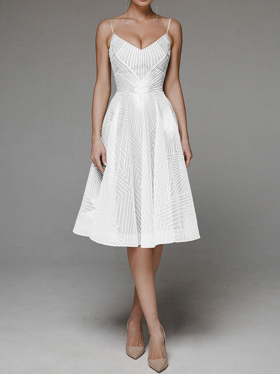 Women's Embroidered Sleeveless V-Neck Dress