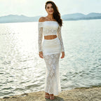 Women's Lace Cutout Fishtail Two-Piece Skirt Set
