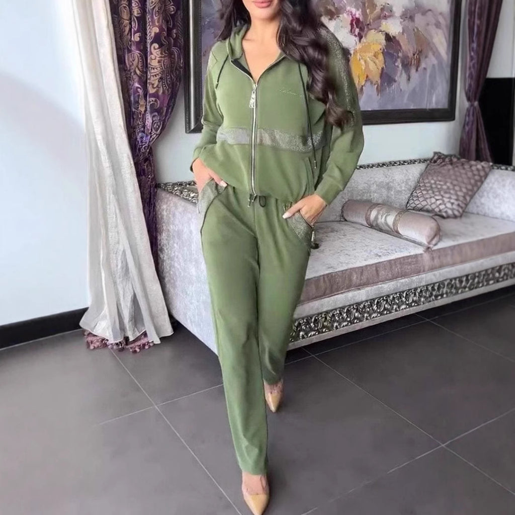 Women's Autumn Winter Casual Long Sleeve Pants Sweater Trousers Two