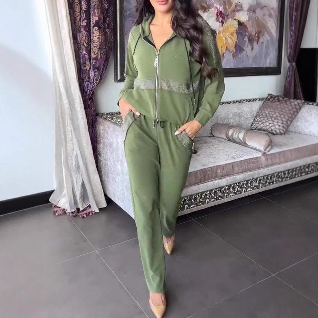 Women's Autumn Winter Casual Long Sleeve Pants Sweater Trousers Two