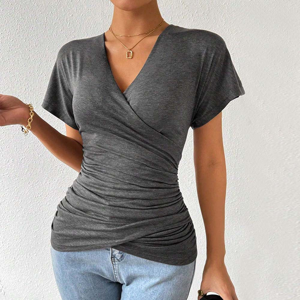 Women's Deep-V Pleated Knit Top