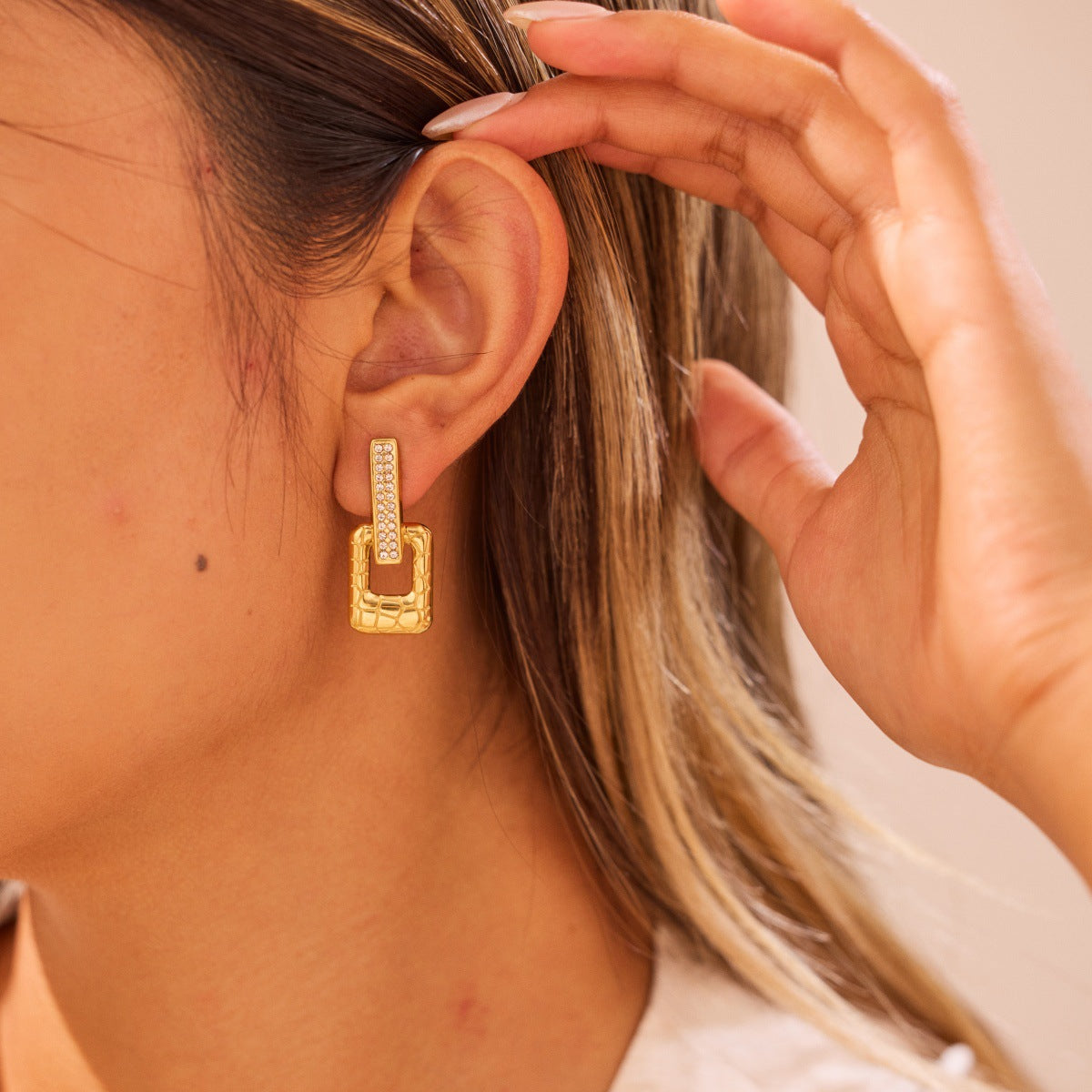 Geometric Diamond Stud Earrings