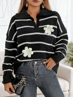 Black White Flower Beads