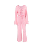 Women's Lace-Up Cardigan & Pants Pajama Set