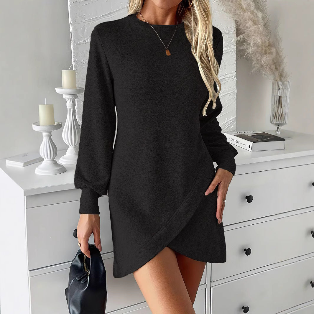 Women's Asymmetric Long-Sleeve A-Line Mini Dress