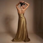 Women's Halter Backless A-Line Maxi Dress
