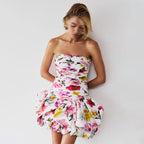 Women's Pleated Strapless A-Line Dress