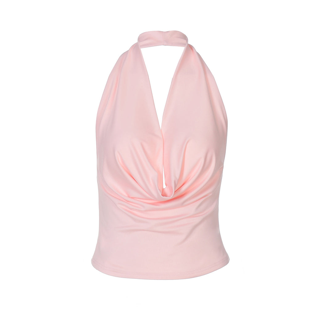 Women Wear Summer Sexy Deep V Plunge Neck Backless Halter Vest