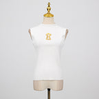 French Turtleneck Metal Detail Vest Top