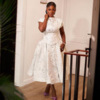 Women's Floral Jacquard A-Line Maxi Dress