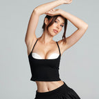 Summer Black White Contrast Color Low Cut Strappy Slim Top