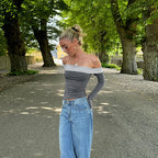 French Off-Shoulder Long Sleeve Top