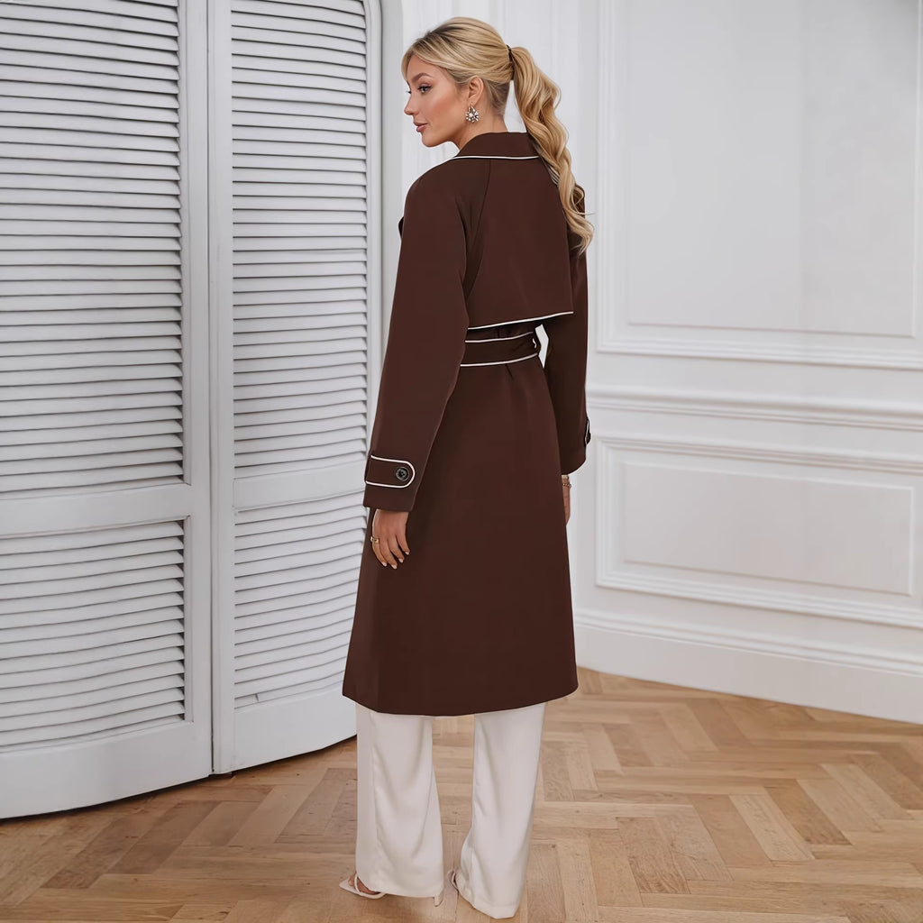 Women's Waist-Tie Long Trench Coat