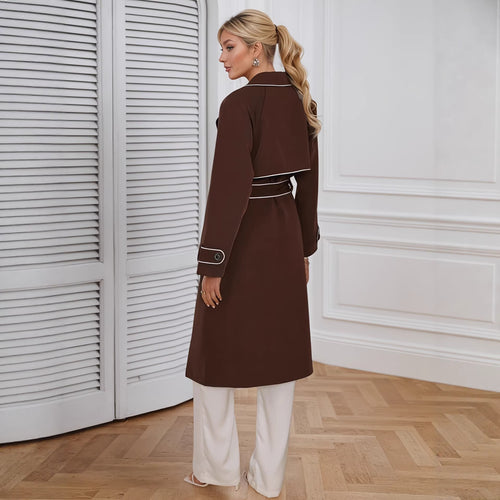 Women's Waist-Tie Long Trench Coat