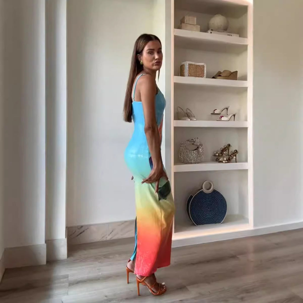 Women's Sequin Split Maxi Dress