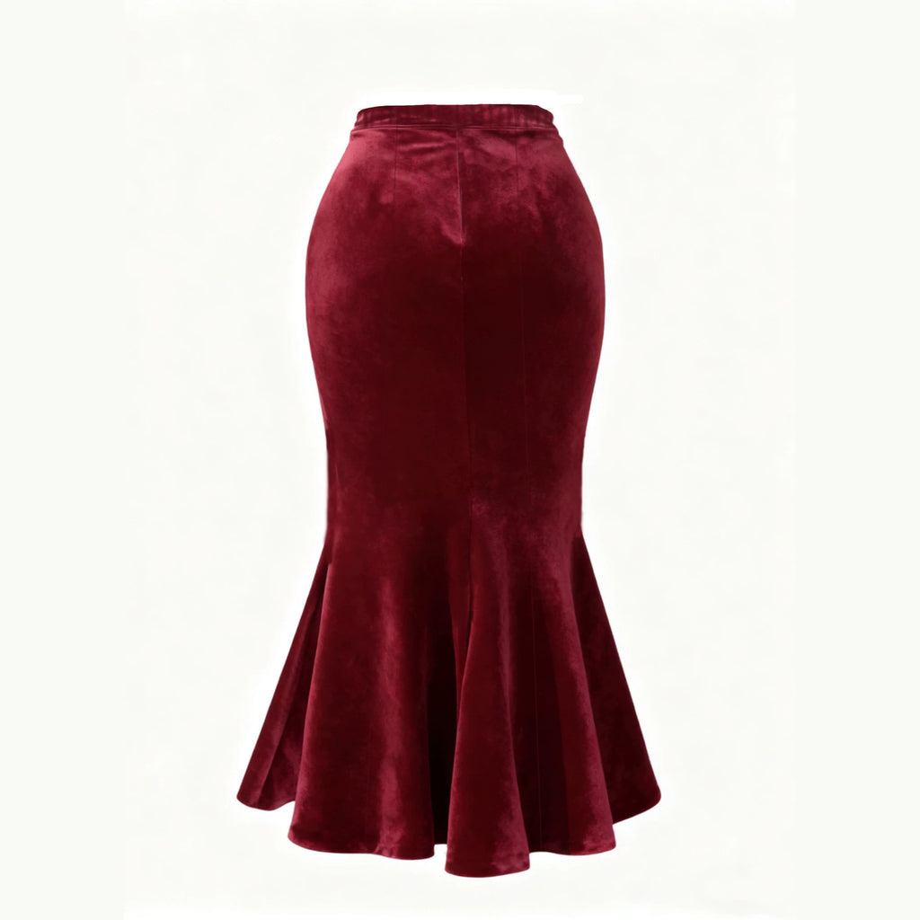 Women's Plus Size Velvet Fishtail Skirt