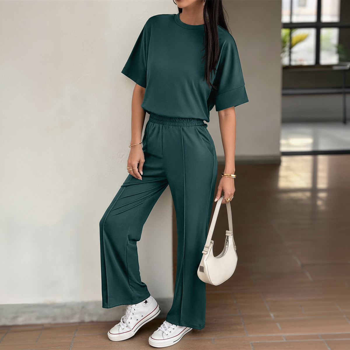 Women Clothing Summer Simple Solid Color Casual Cropped